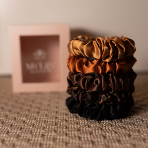 Silk Scrunchie Set - Cocoa brunette (slim)