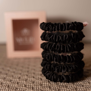 Silk Scrunchie Set - Midnight Black (skinny)
