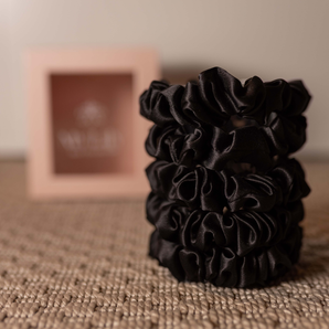 Silk Scrunchie Set - Midnight Black (slim)