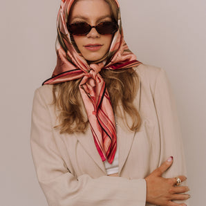Silk Scarf Signature Lily Pattern -  100%Mulberry Silk